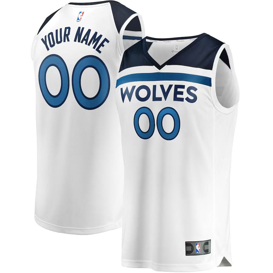 Men Minnesota Timberwolves Fanatics Branded White Fast Break Custom Replica NBA Jersey